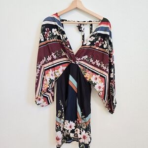 Farm Rio Kimono wide sleeves floral Hawaiian dress size XS